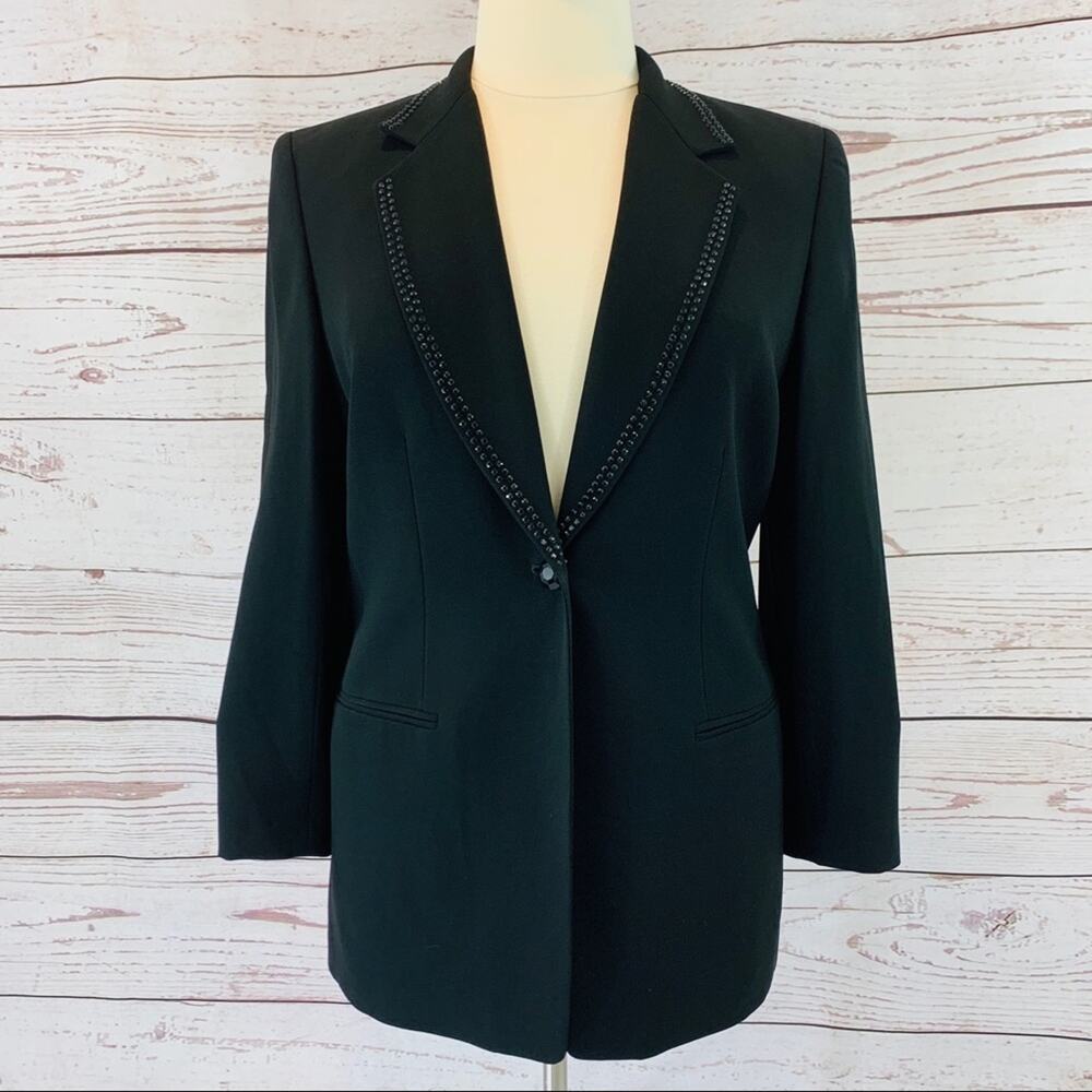 Liz Claiborne vintage black rhinestone blazer bead